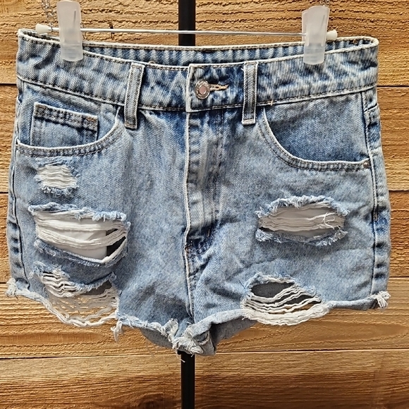 SHEIN Pants - SHEIN Light Blue Ripped Jean Shorts